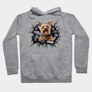 Funny Yorkshire Terrier Wall Crack Dog Lover Hoodie